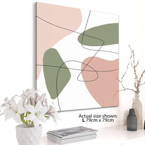 Abstract Blush Pink Green Illustration Canvas Art Pictures