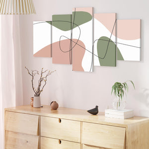 Abstract Blush Pink Green Illustration Canvas Art Pictures