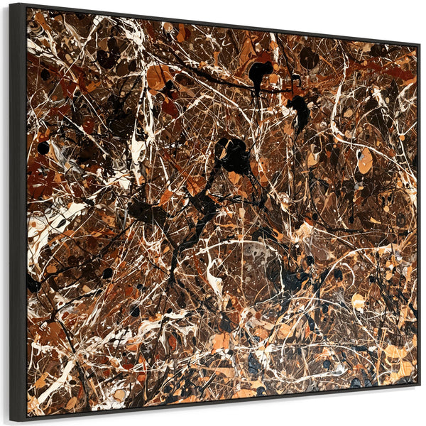 Kitchen Framed Canvas Wall Art Abstract Brown Cream - Espresso