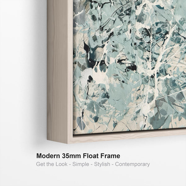 Bedroom Framed Canvas Green Abstract Jackson Pollock Inspired