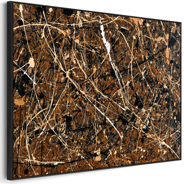 Abstract Jackson Pollock Style Framed Canvas Art - Umber Storm