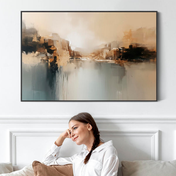 Extra Large Canvas Art Abstract Landscape - Golden Reflection