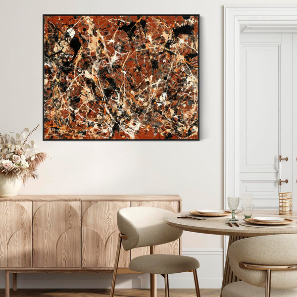 Large Abstract Rust Lounge Art - Framed Canvas for Living Room