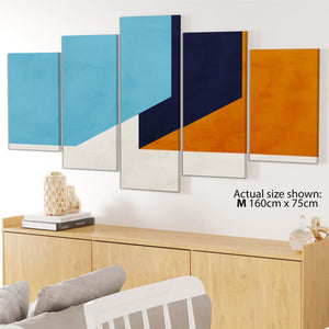 Abstract Blue Orange Triangles Canvas Wall Art Print