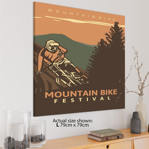 Mountain Bike Canvas Wall Art Print Orange Brown