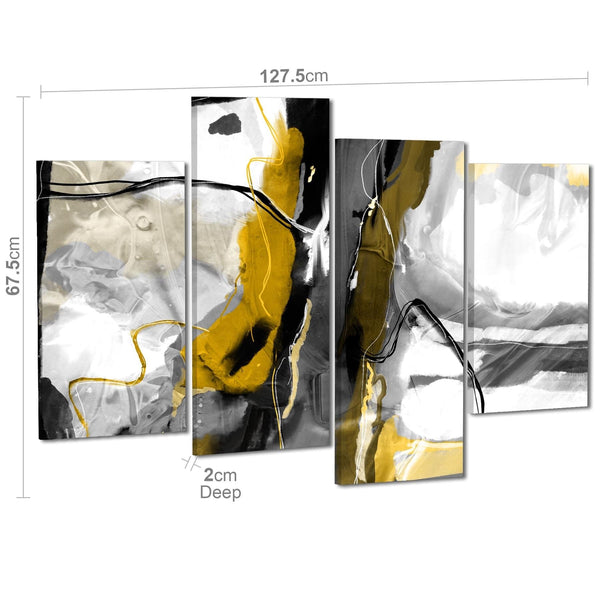 Abstract Mustard Grey Illustration Framed Art Pictures