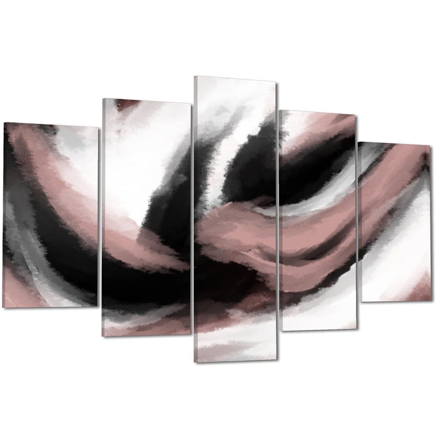 Abstract Black and White Pink Watercolour Brushstrokes Canvas Art Prints