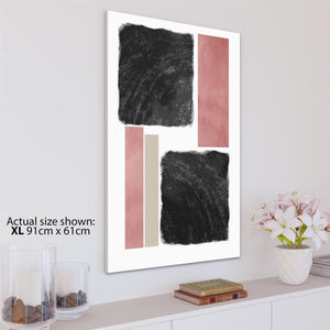 Abstract Blush Pink Black Watercolour Canvas Wall Art Picture