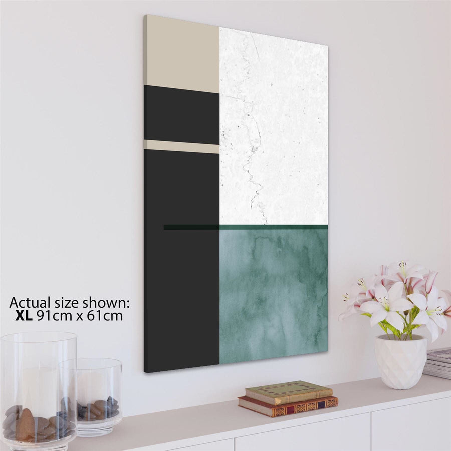 Abstract Teal Grey Illustration Canvas Art Prints