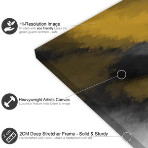 Abstract Mustard Yellow Grey Oil Paint Effect Canvas Art Prints