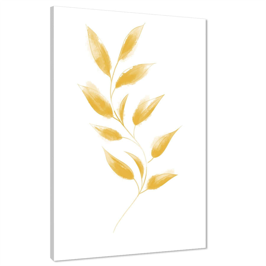 Yellow Vine Leaves Line Drawing Floral Canvas Wall Art Picture