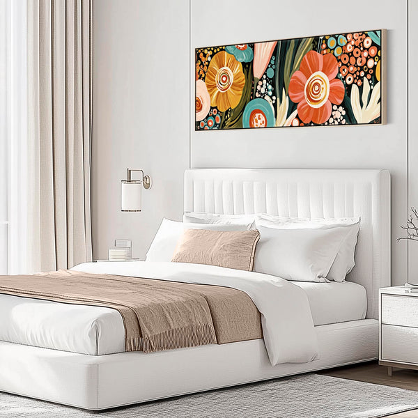 Wide Colourful Bedroom Wall Art Framed Vibrant over Bed Canvas