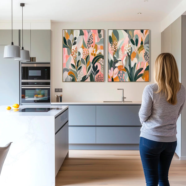 Colourful Kitchen Canvas Set of 2 Wall Art - Frame Included