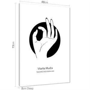 Hands - Vitarka Mudra Canvas Wall Art Picture Black and White