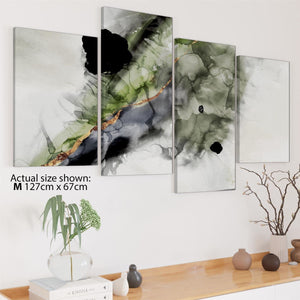 Abstract Lime Green Grey Painting Canvas Wall Art Print