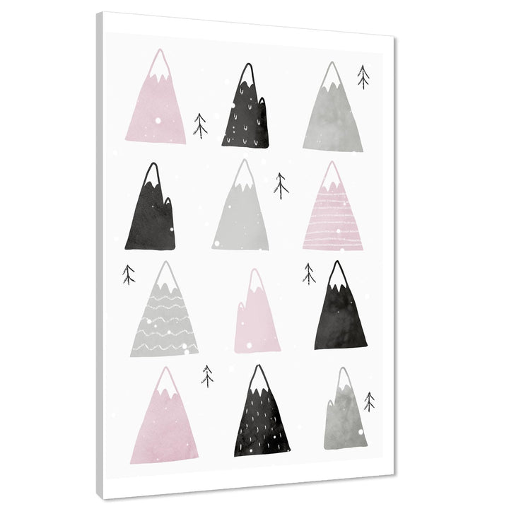 Childrens - Nursery Canvas Art Pictures Pink Grey - 1RP1388M