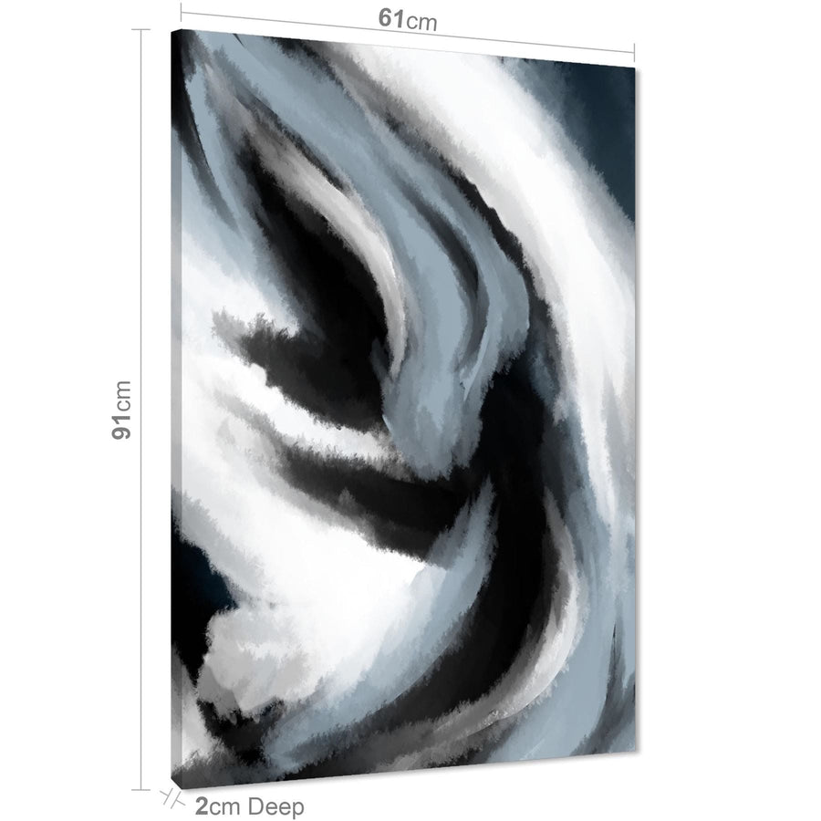 Abstract Light Blue Grey Oil Paint Effect Canvas Art Pictures