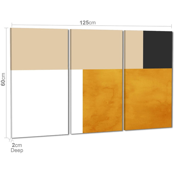Abstract Mustard Yellow White Design Canvas Art Prints