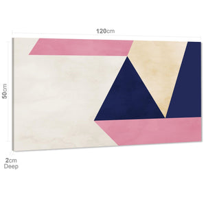 Abstract Blue Pink Triangles Geometric Design Canvas Wall Art Print