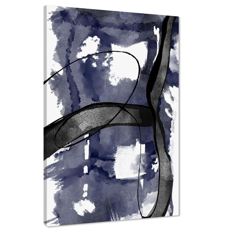 Abstract Blue Black Watercolour Canvas Art Prints