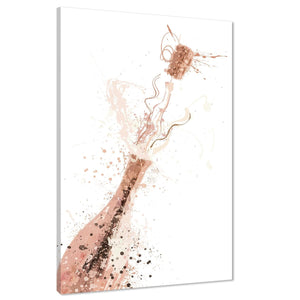 Kitchen Canvas Art Prints Champagne Bottle Cork Pop Coral