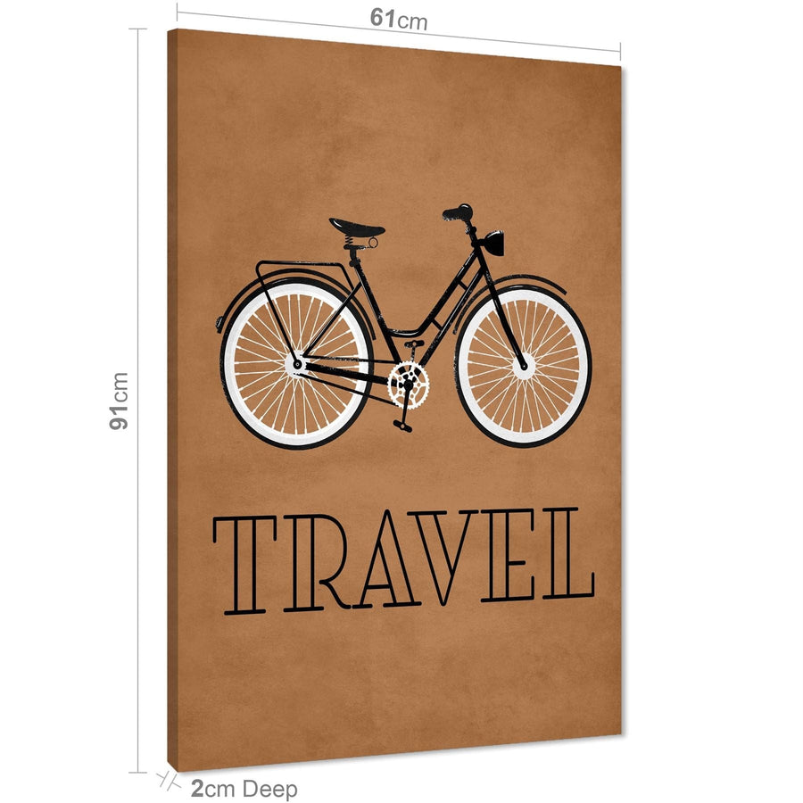 Cycling Canvas Art Prints Brown Black and White