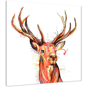 Stag Canvas Wall Art Print - Multi Coloured