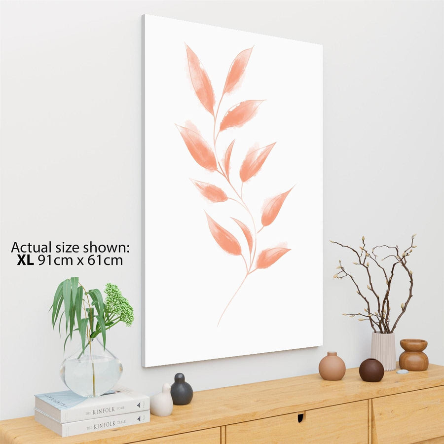 Coral Vine Leaves Floral Canvas Art Prints