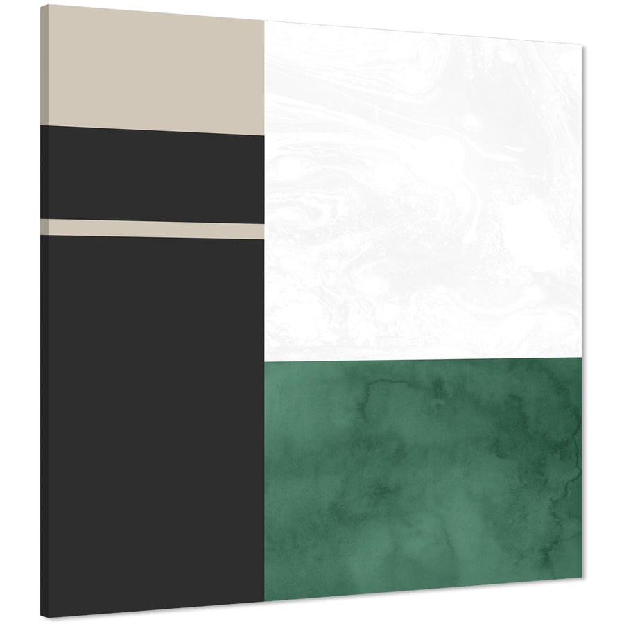 Abstract Green Grey Watercolour Canvas Wall Art Picture