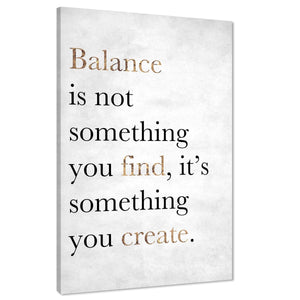 Balance Word Art - Typography Canvas Print Black Grey