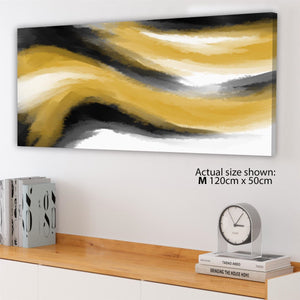 Abstract Black and White Yellow Watercolour Brushstrokes Canvas Wall Art Print