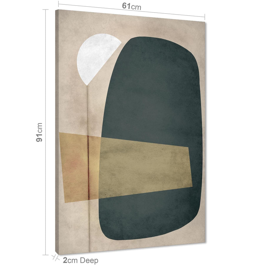 Abstract Beige Green Watercolour Canvas Art Prints