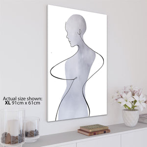 Grey Black and White Figurative Wishing Figurative Abstract Canvas Wall Art Print