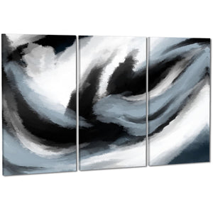 Abstract Light Blue Grey Oil Paint Effect Canvas Art Pictures