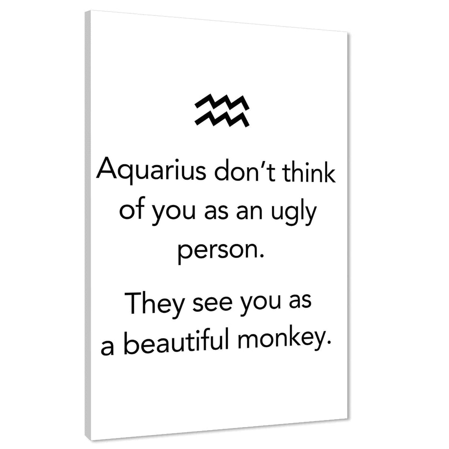 Zodiac Quote Aquarius Framed Wall Art Picture  Black and White