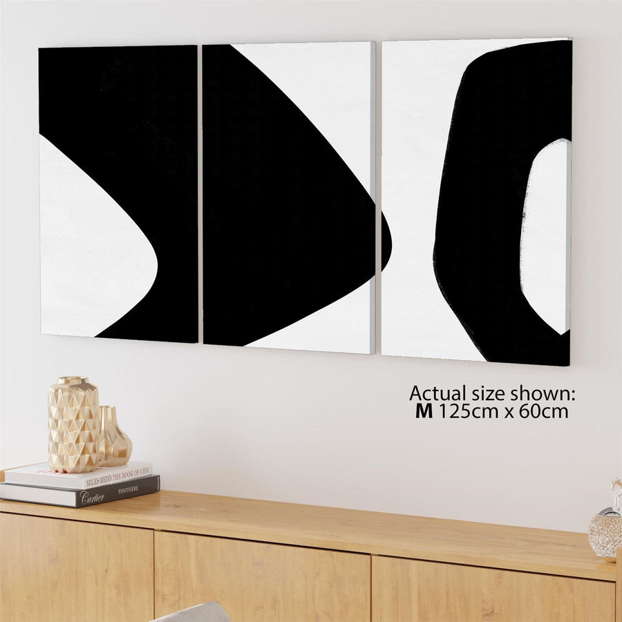 Abstract Black and White Links Painting Canvas Wall Art Print