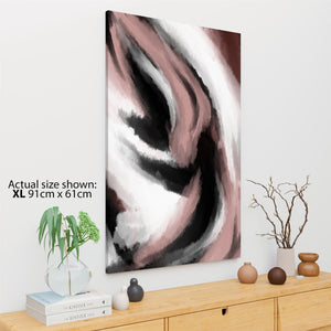 Abstract Black and White Pink Watercolour Brushstrokes Canvas Art Prints