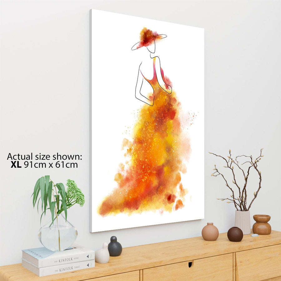 Orange Fashion Canvas Wall Art Print Dress