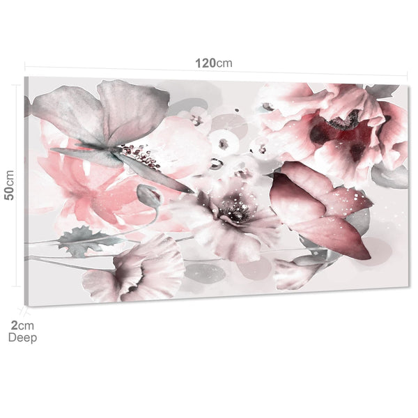 Blush Pink Grey Flowers Floral Framed Art Prints