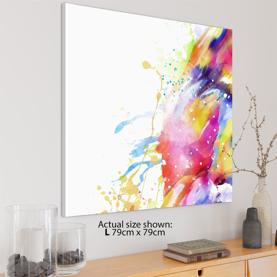 Abstract Multi Coloured Watercolour Brushstrokes Canvas Wall Art Picture