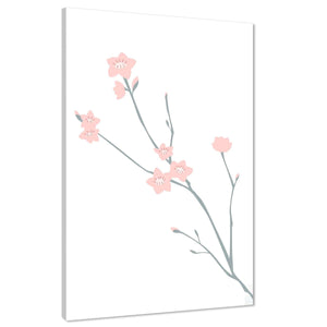 Pink Grey Blossom Floral Canvas Wall Art Print