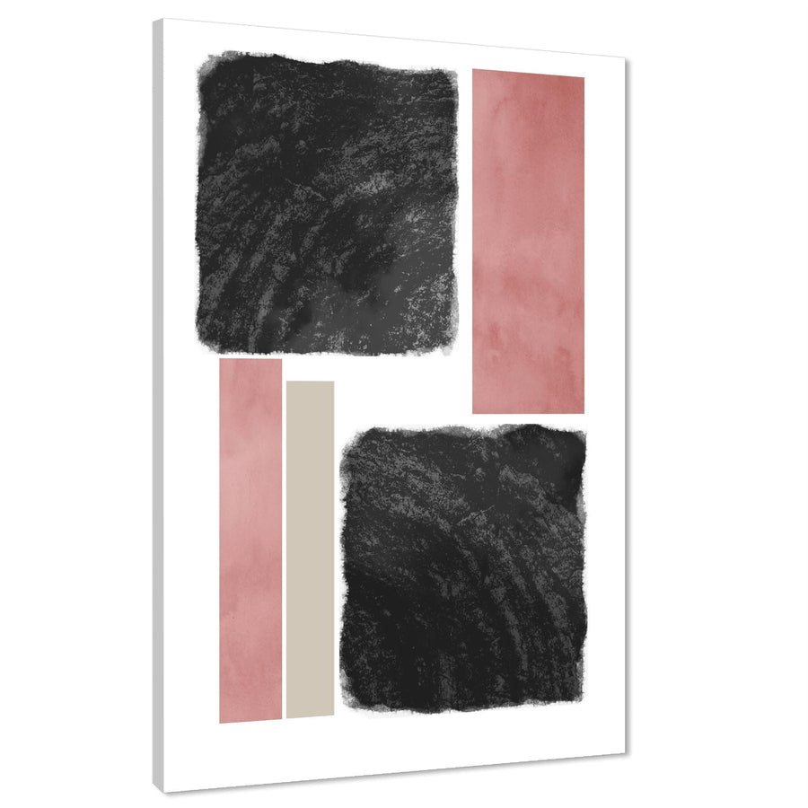 Abstract Blush Pink Black Watercolour Canvas Wall Art Picture