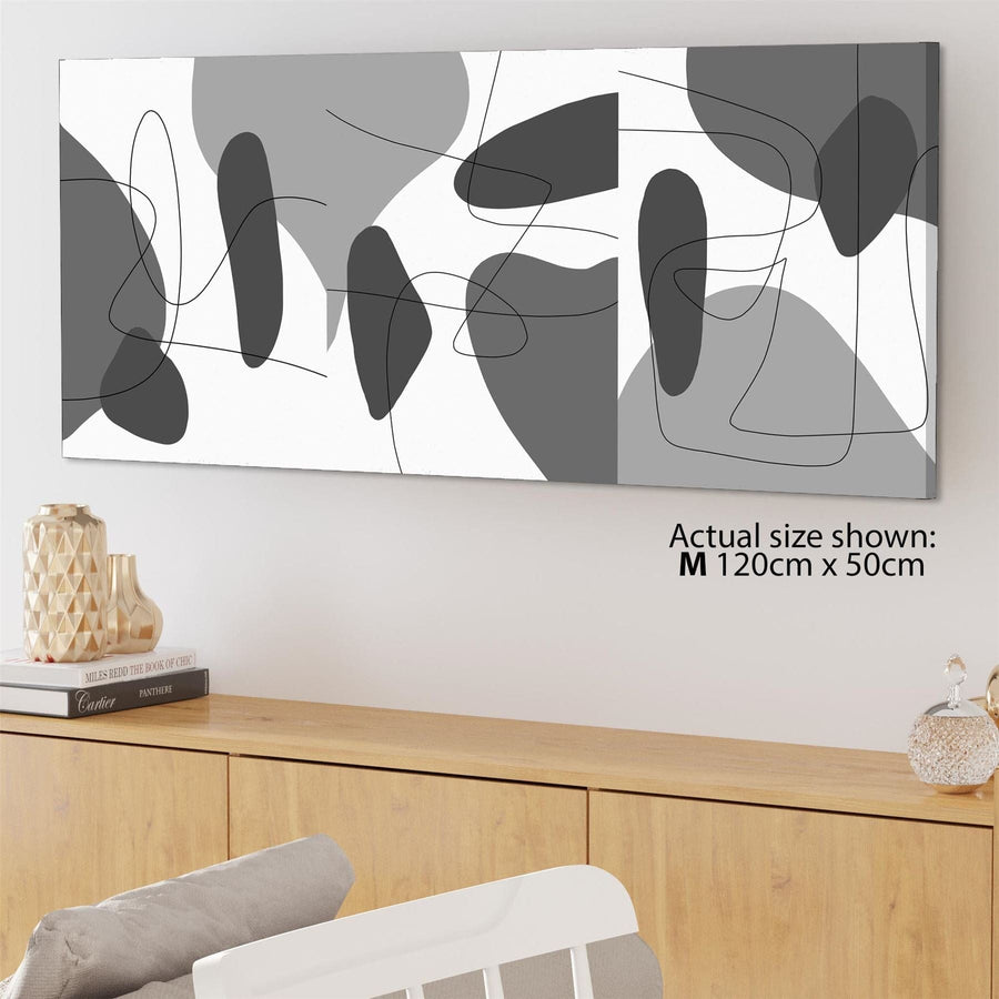 Abstract Grey White Watercolour Canvas Wall Art Picture