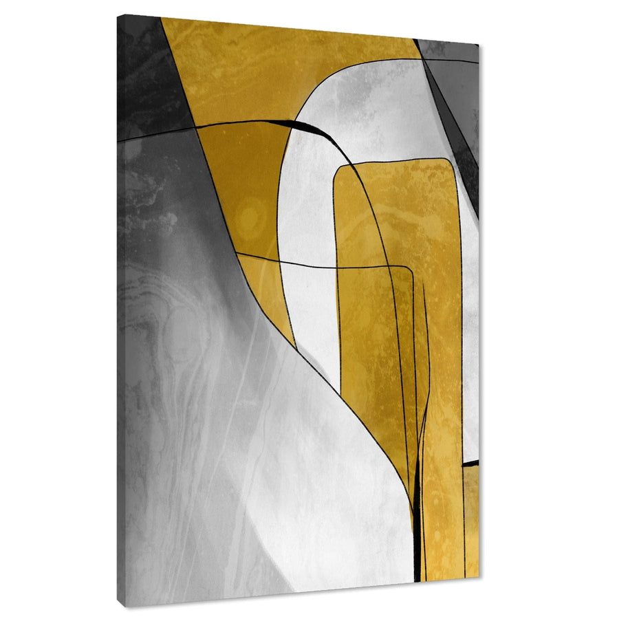 Abstract Mustard Yellow Grey Design Canvas Wall Art Print