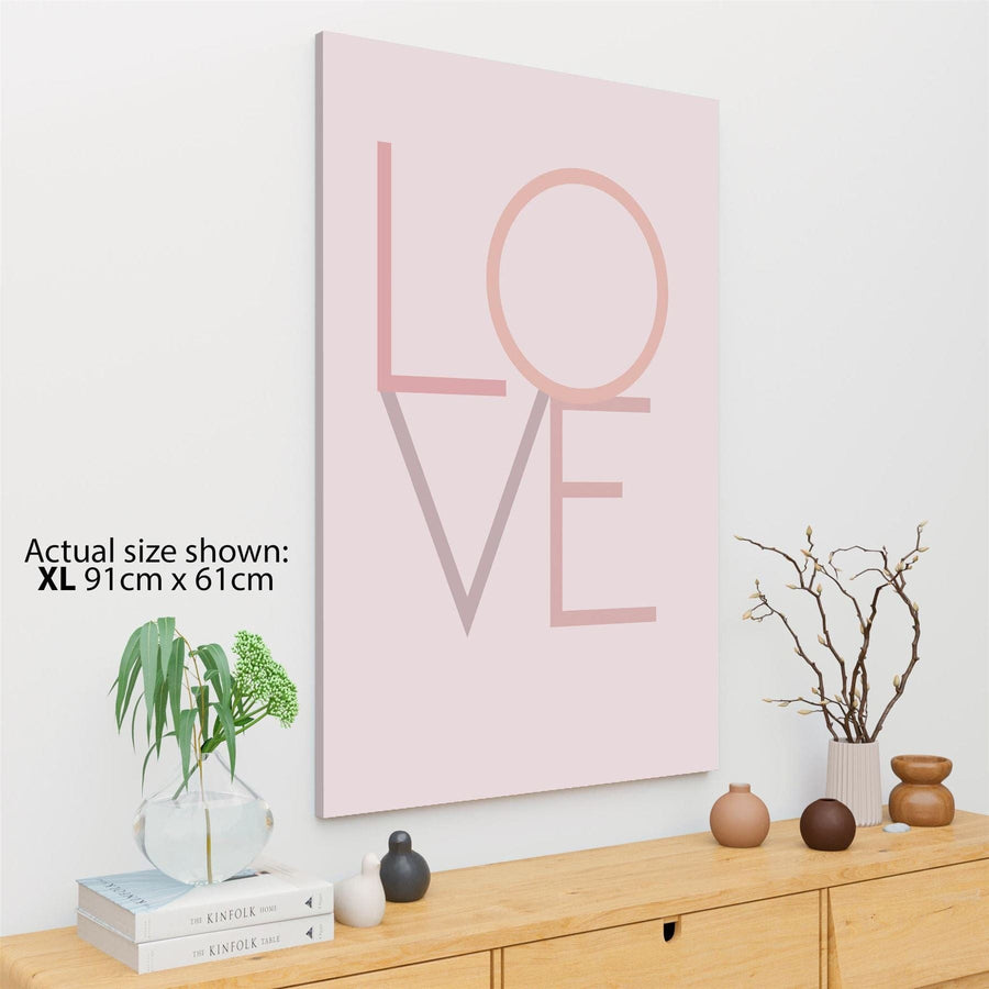 LOVE Quote Word Art - Typography Canvas Print Pink