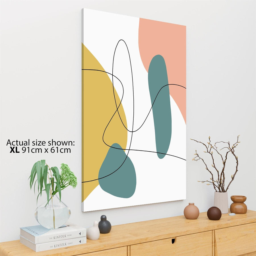 Abstract Yellow Teal Watercolour Canvas Art Pictures