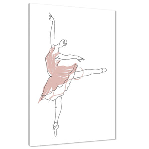 Pink White Figurative Ballet Dancer Canvas Wall Art Print