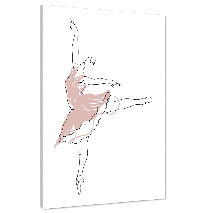 Pink White Figurative Ballet Dancer Canvas Wall Art Print