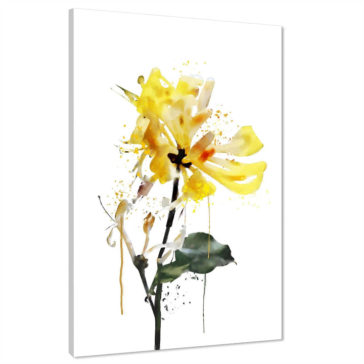 Yellow Black Flower Floral Canvas Wall Art Print - 1RP659M
