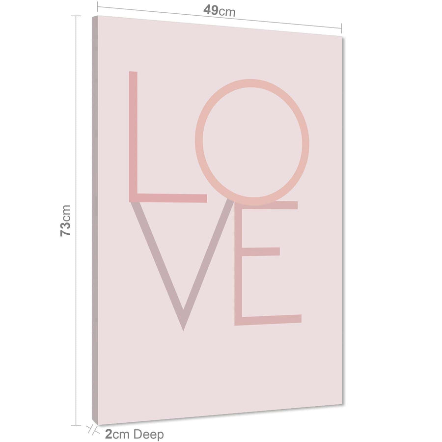 LOVE Quote Word Art - Typography Canvas Print Pink